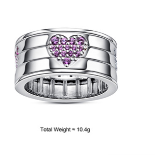 Rotatable Heart Shape 925 Silver Moissanite Ring