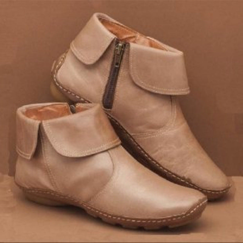Round Toe Side Zipper Martin Boots for Women
