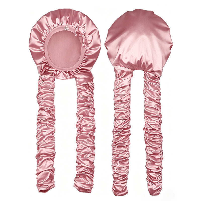 Satin Curly Hair Sleep Cap Women's Long Braid Hair Cap Shower Cap