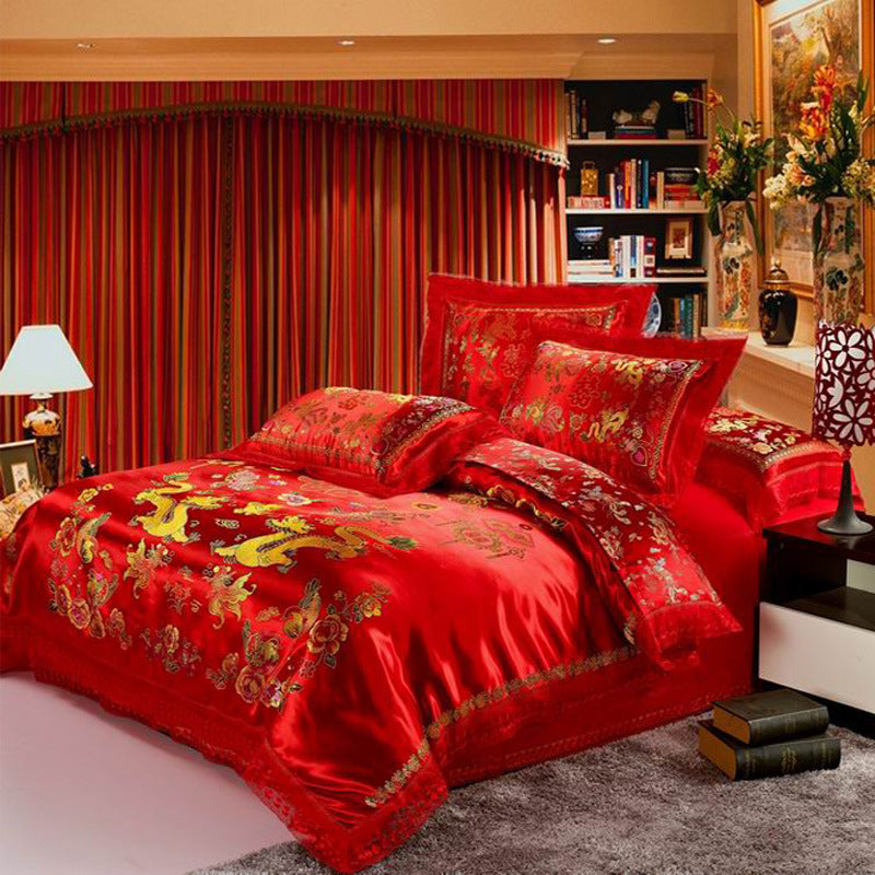 Satin Jacquard Wedding Bedding Set