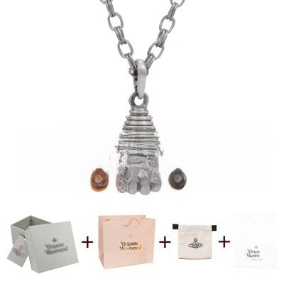 Saturn series retro silver hand-held bone necklace