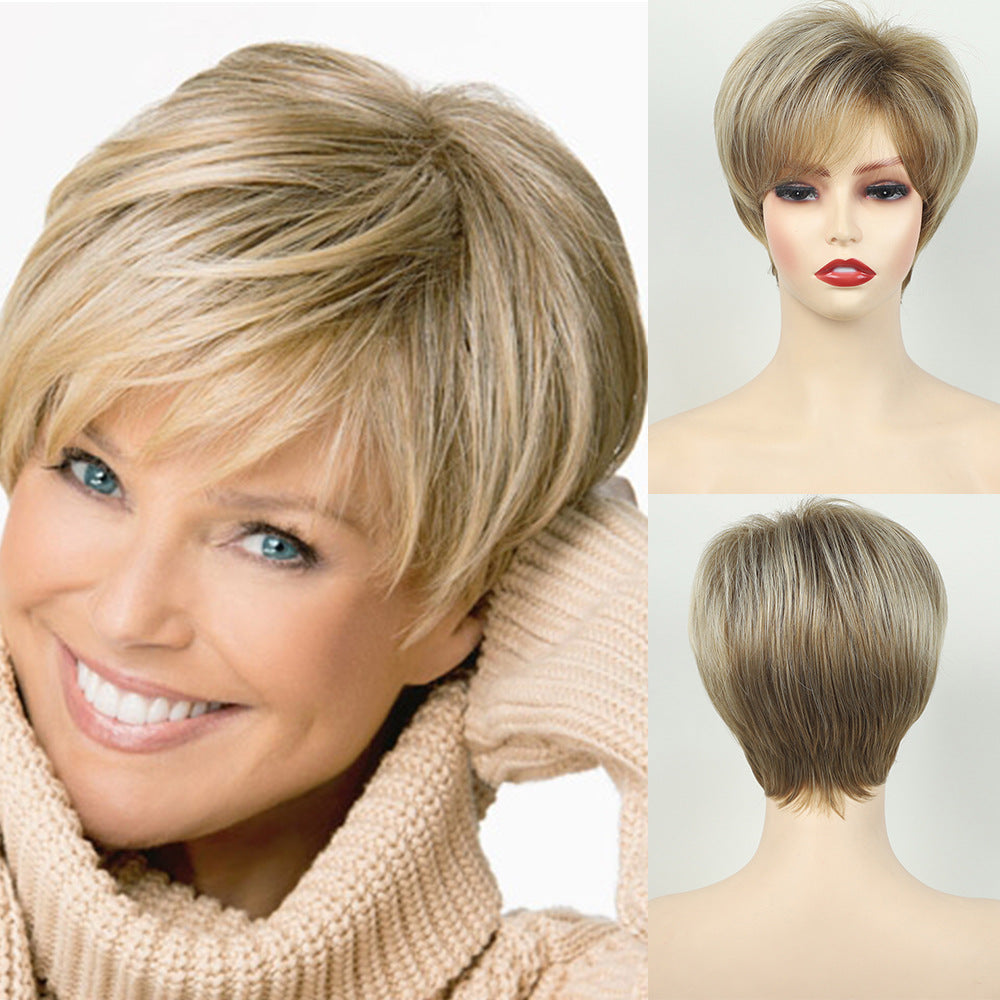 Short Straight Synthetic Wig with Side Bangs