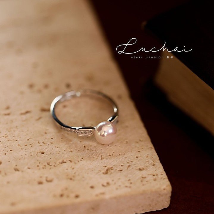 Single Fashion Artificial Pearl Zircon Ring Ring Niche Design Light Luxury High Sense 2024 New Explosions