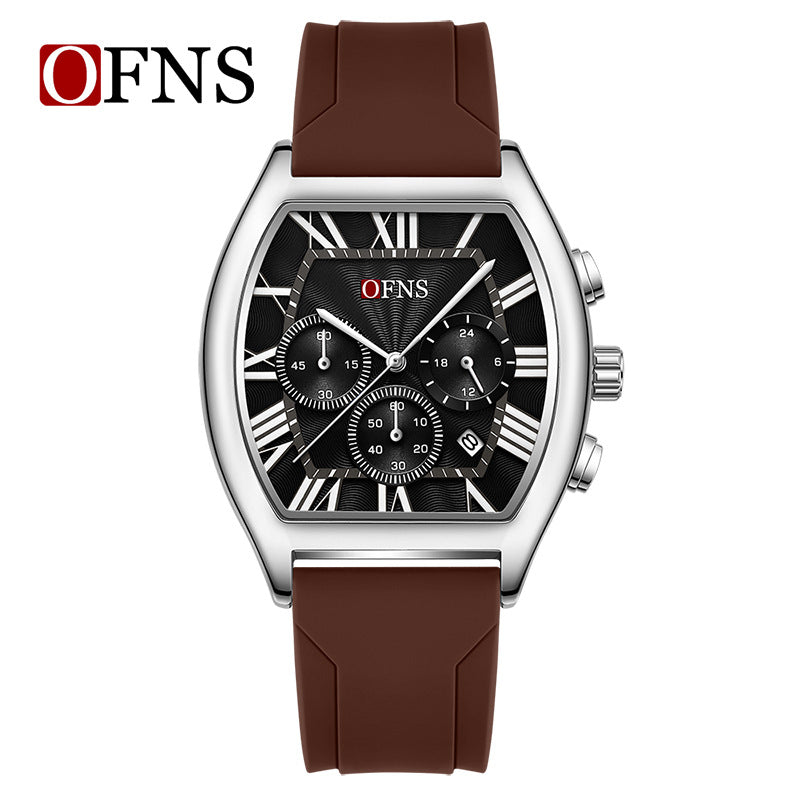 Six-Hand Quartz Watch with Barrel Dial