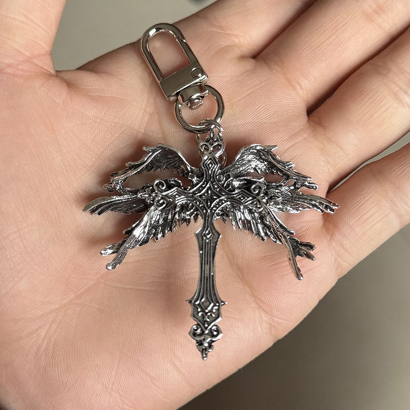 Six-winged angel cross necklace