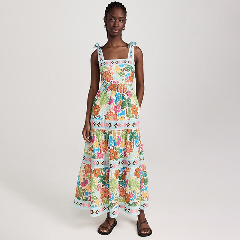 Sleeveless plant print dress