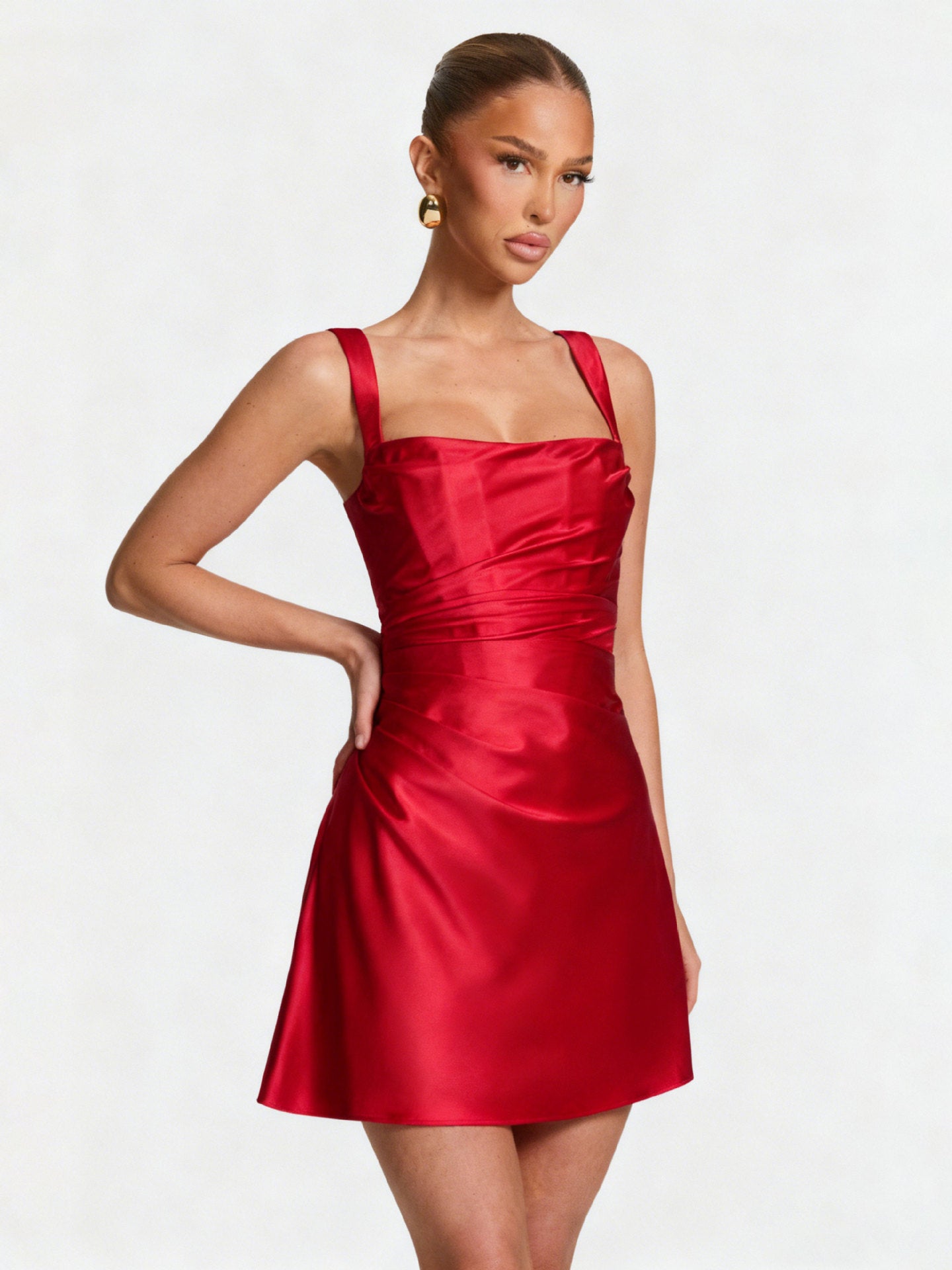 Sleeveless Square Neck Tie Waist Dress