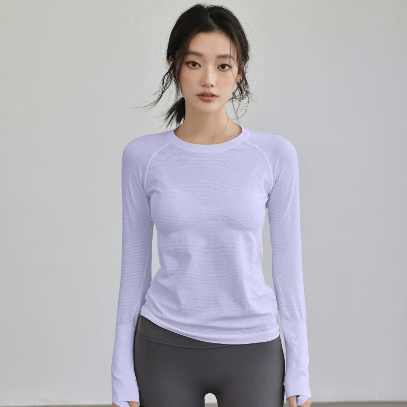 Slim-fit, high-elastic round neck yoga wear