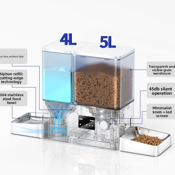 Smart Automatic Pet Feeder with Dual Bowls and WiFi Control