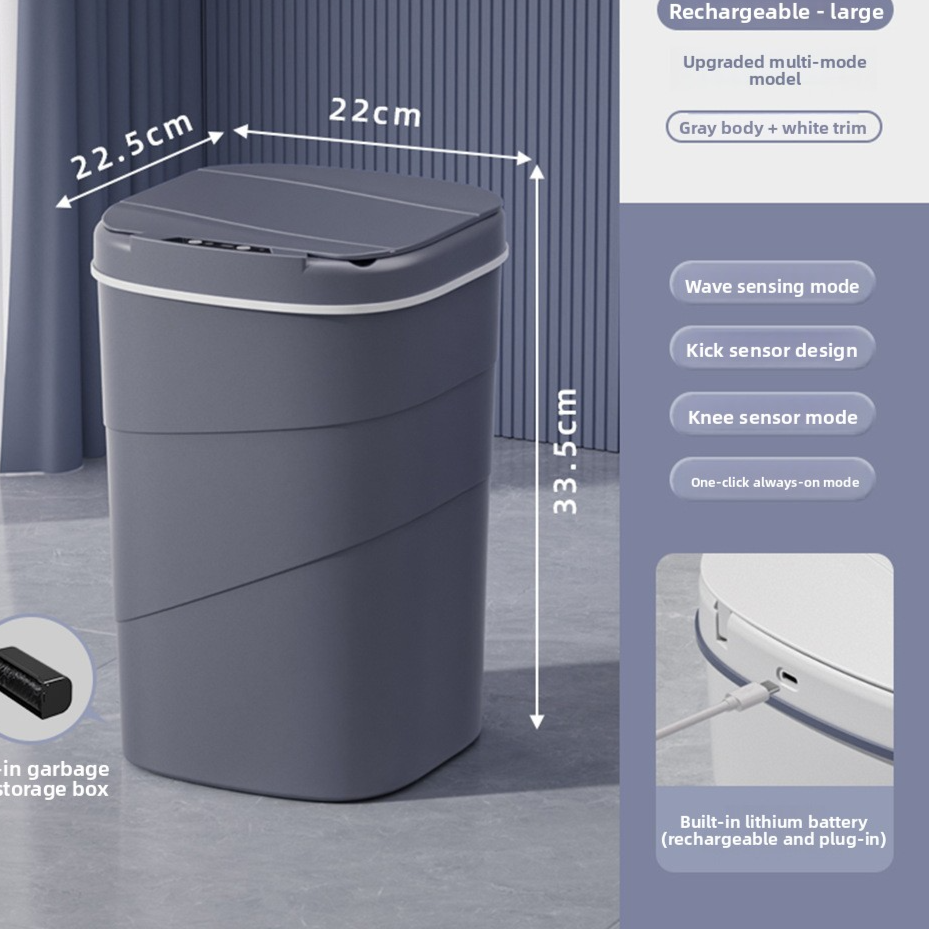 Smart Sensor Trash Can Automatic Lid Large Capacity Kitchen Bathroom