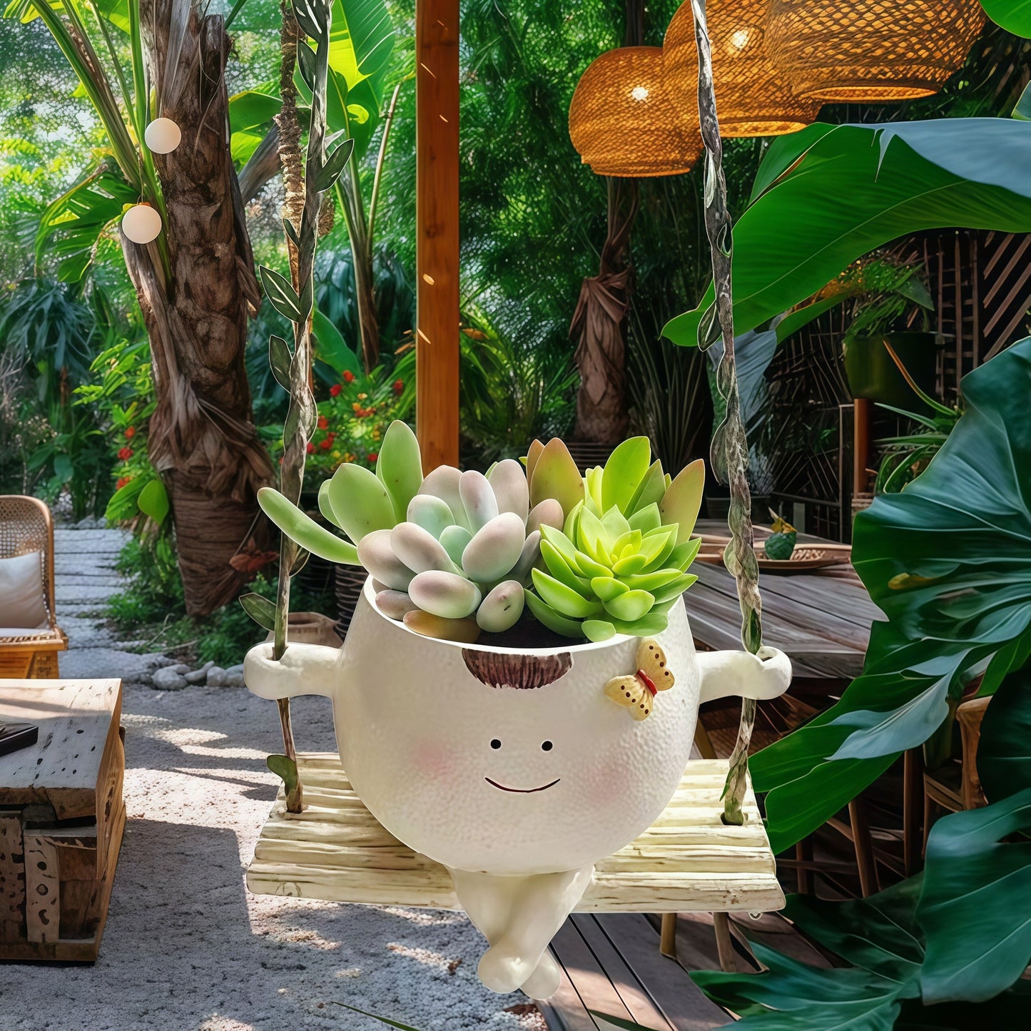 Smiling Face Flower Pot Pendant