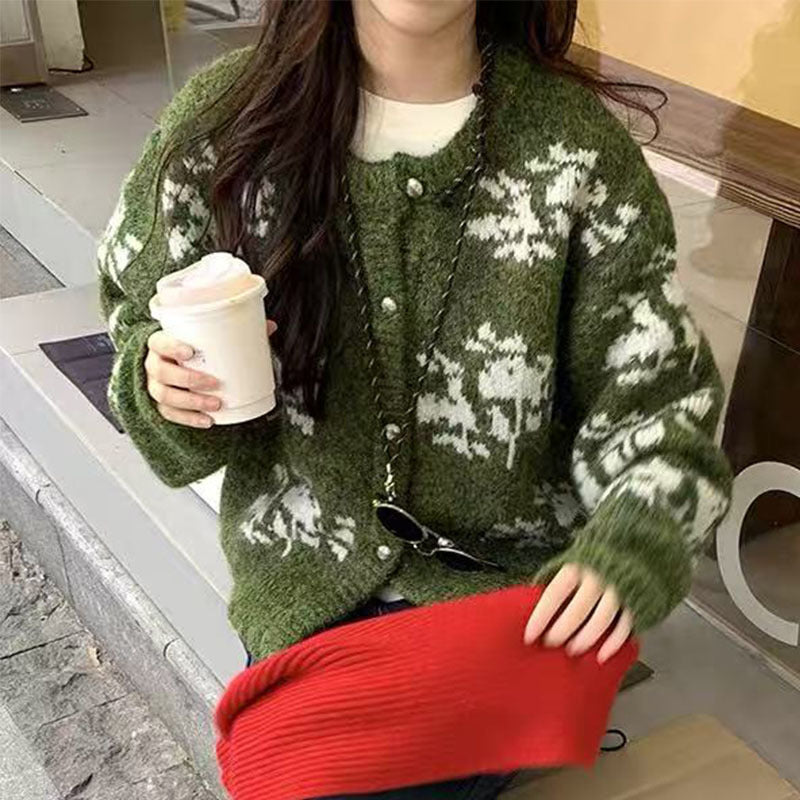 Soft Embroidered Snowflake Knit Cardigan for Women