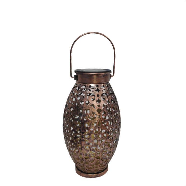 Solar Auspicious Cloud Wrought Iron Lantern Outdoor Garden LED Light