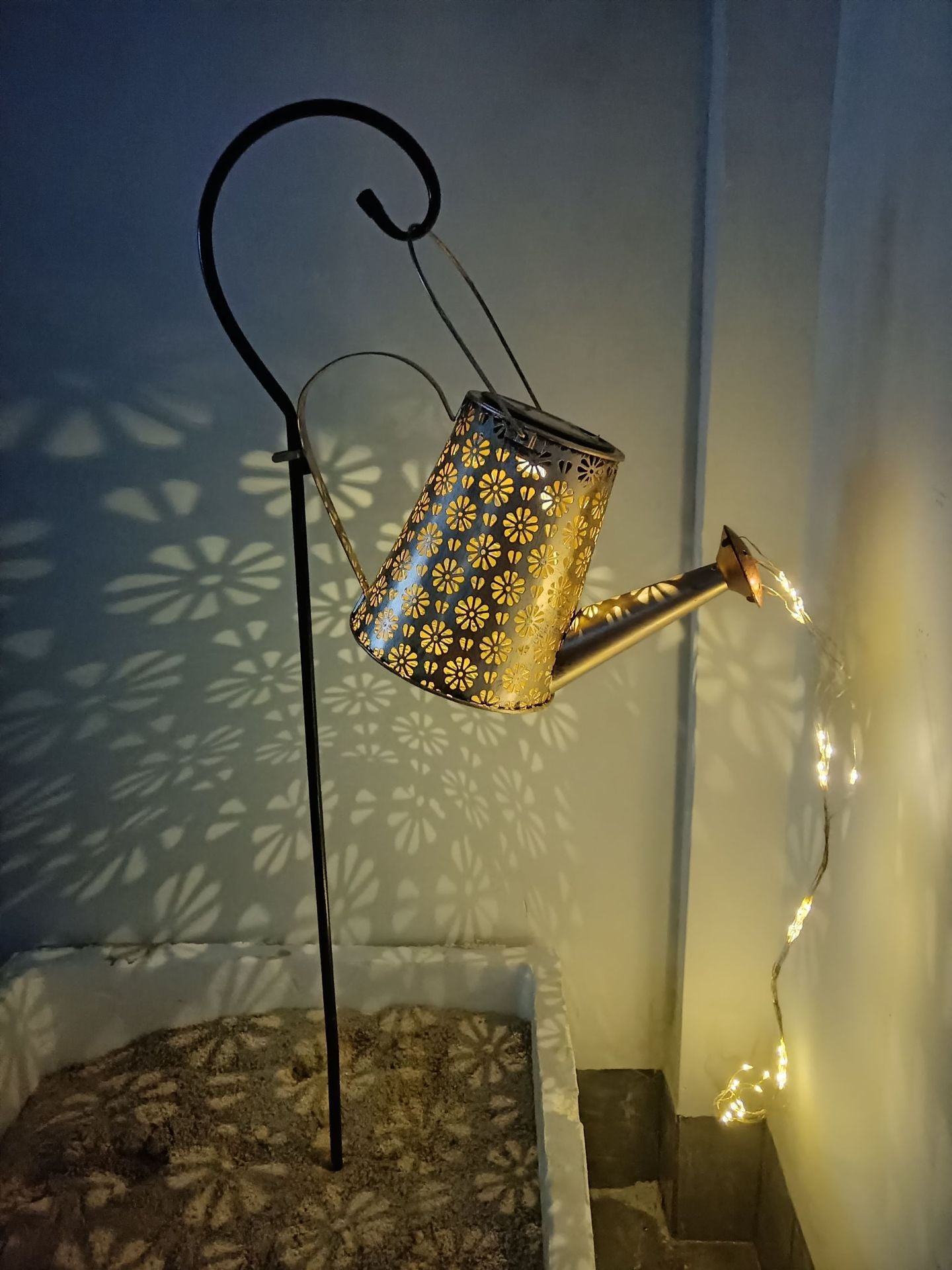 Solar Iron Teapot Outdoor Garden Decorative Light