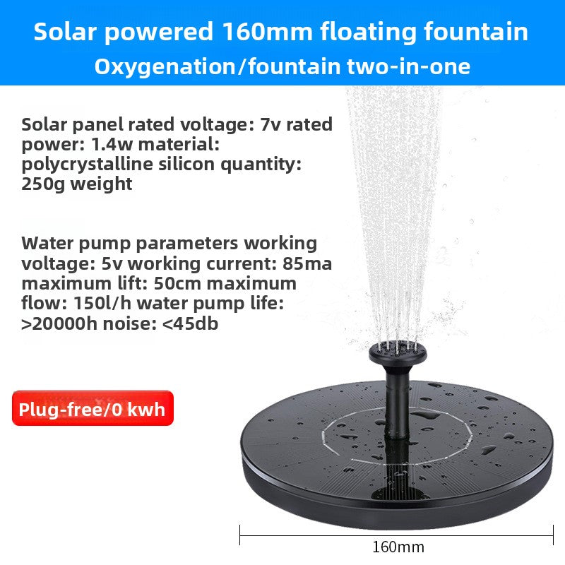 Solar Powered Floating Fountain with Oxygenation