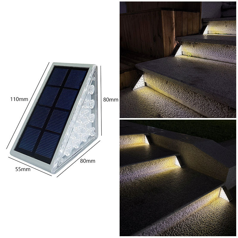 Solar-powered triangular step lamp
