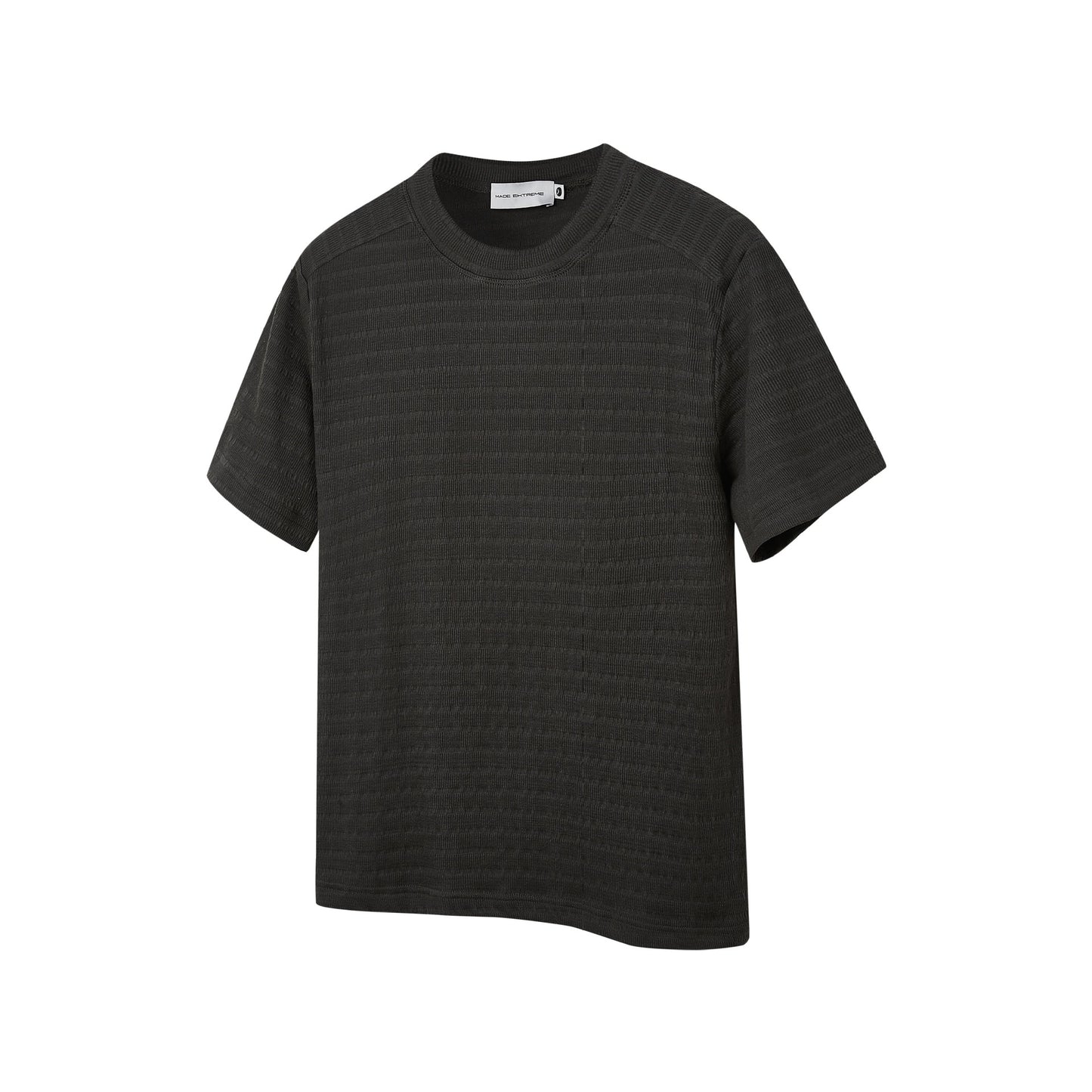 Solid-color crew-neck knitted short-sleeve T-shirt