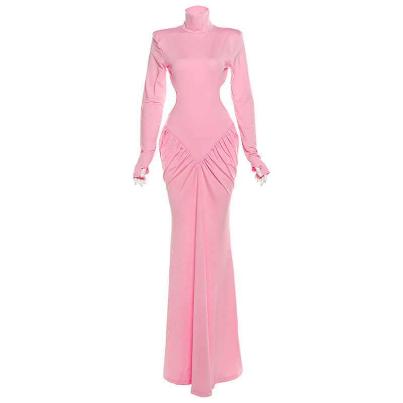 Solid color long dress