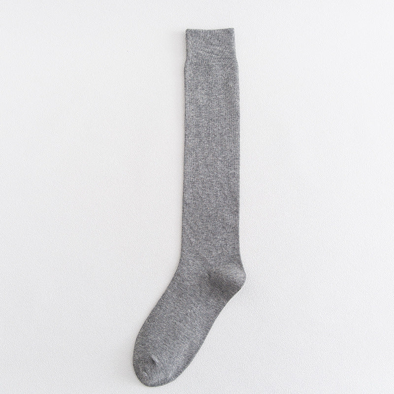 Solid-color men's high-topped socks for autumn and winter