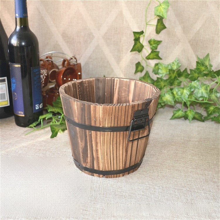 Solid Wood Carbonized Flower Pot