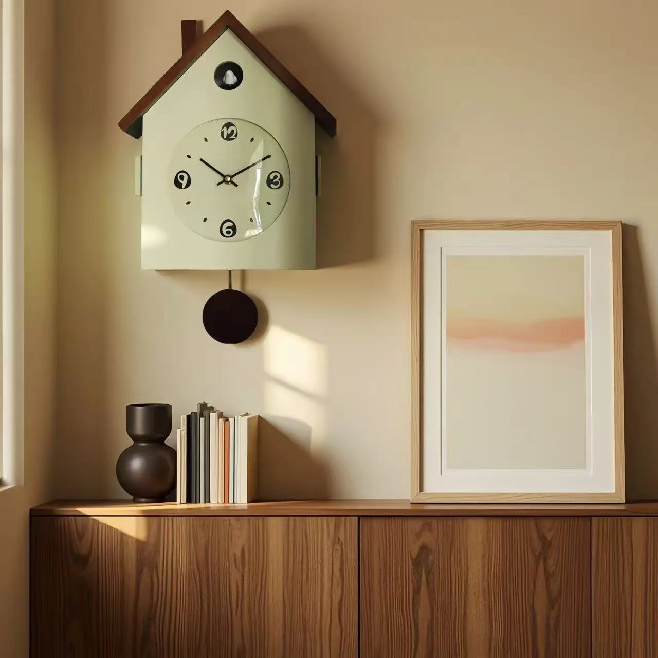 Solid Wood Chiming Bird Clock