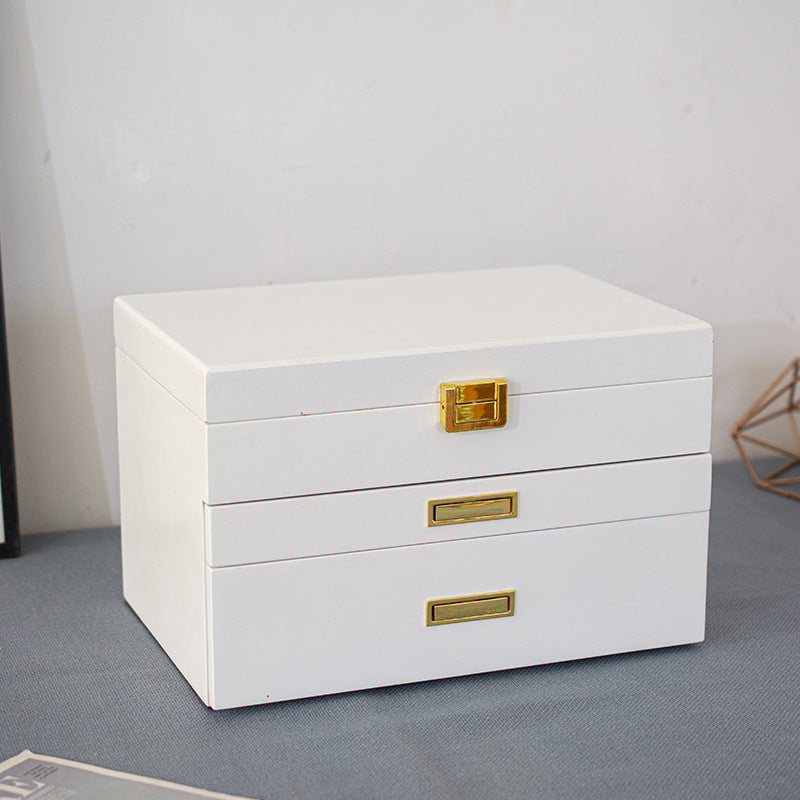 Solid Wood Double Layer Jewelry Storage Box
