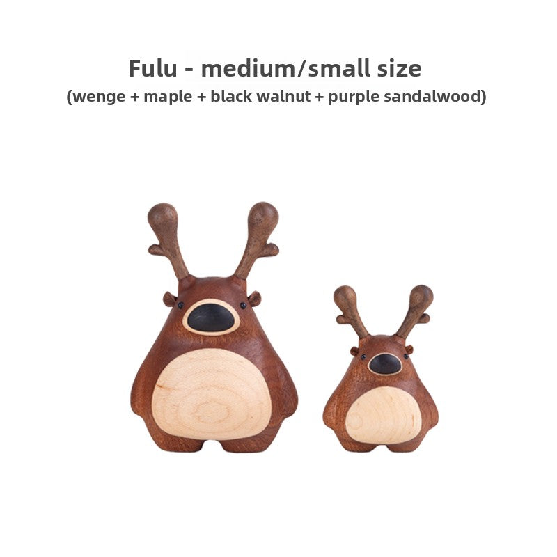 Solid wood fawn ornament
