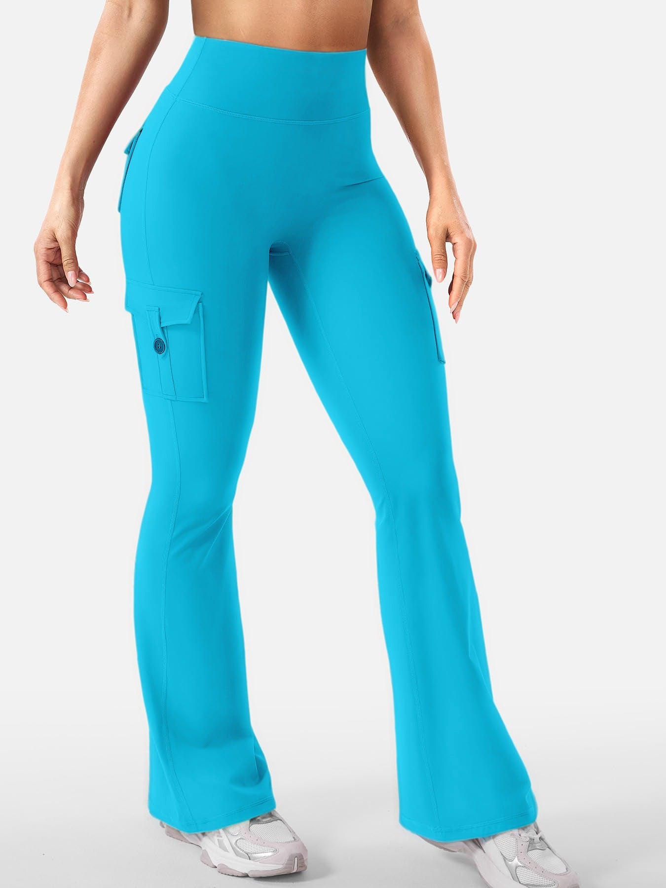 Sports Flare Leggings with Pockets High Waist Yoga Pants