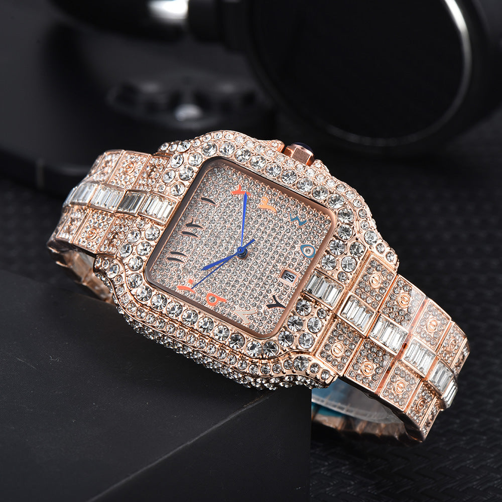 Square Diamond Roman Pattern Graduated Watch