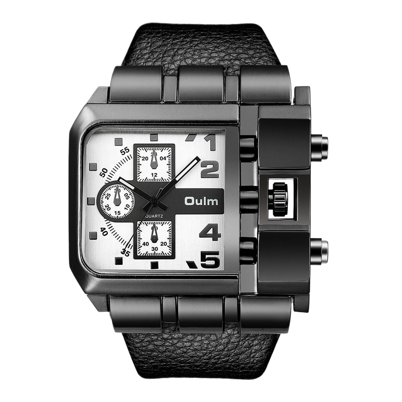 Square leather watch