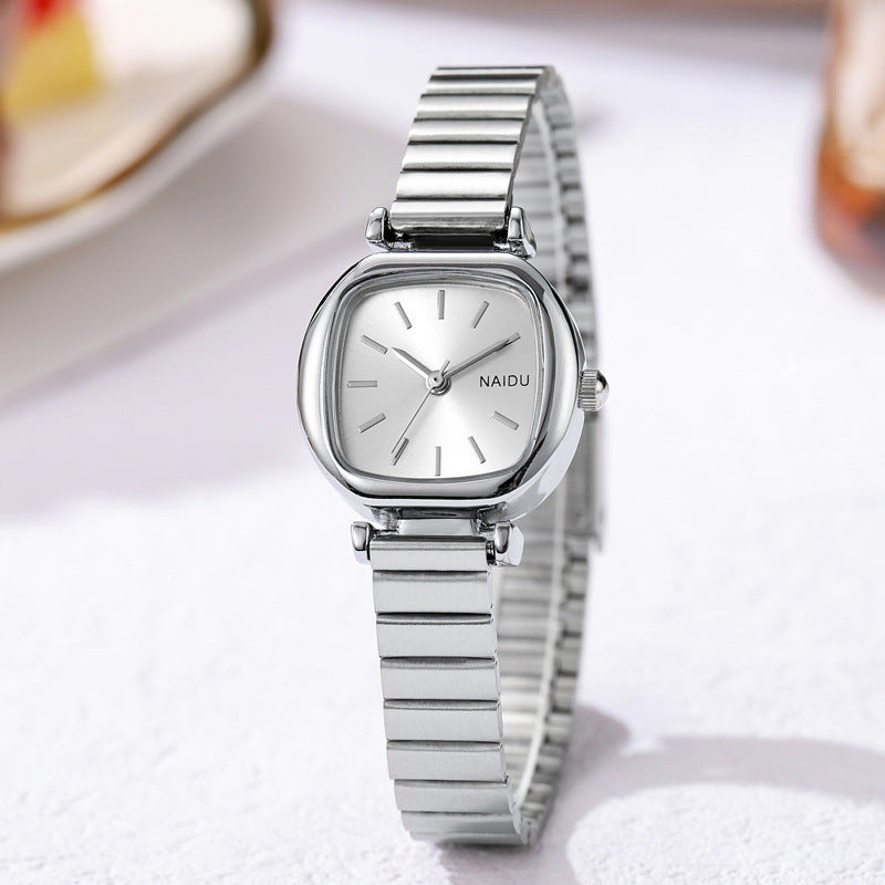 Square Small Plate Slub Band Women's Watch
