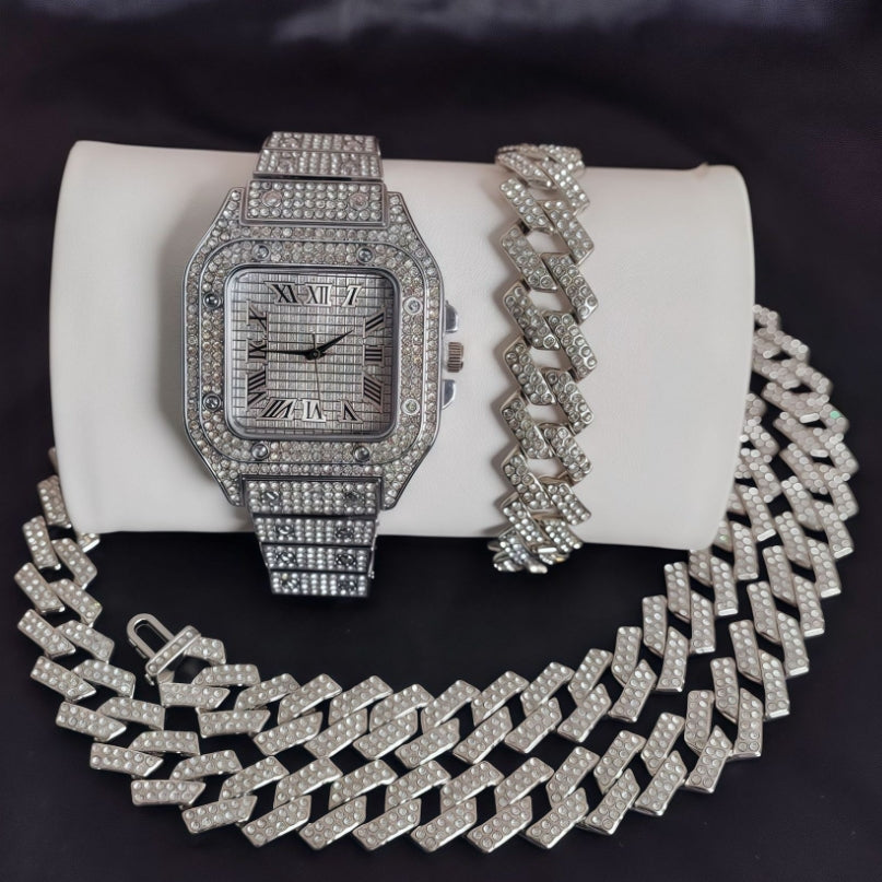 Square starry water diamond wristwatch