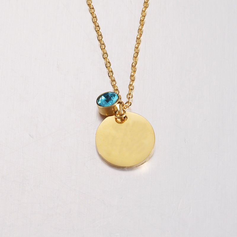 Stainless Steel Fashion Commuter Disc Necklace Pendant