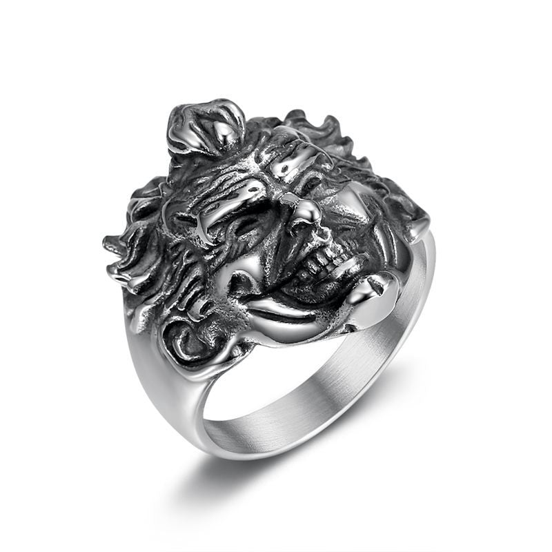 Stainless steel Three-dimensional carving men's ring