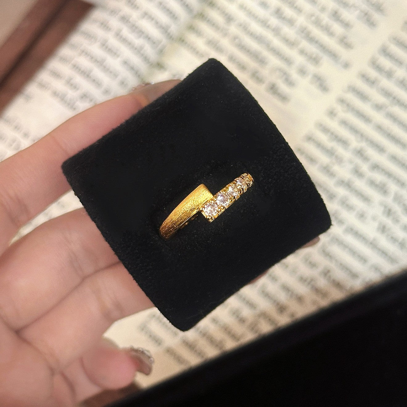 Starlight Brushed Ring with Unique Interwoven Star Orbit Band