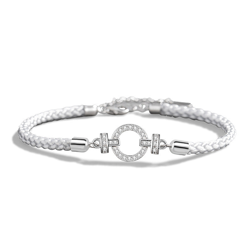 Sterling Silver Couple Bracelet with Zircon