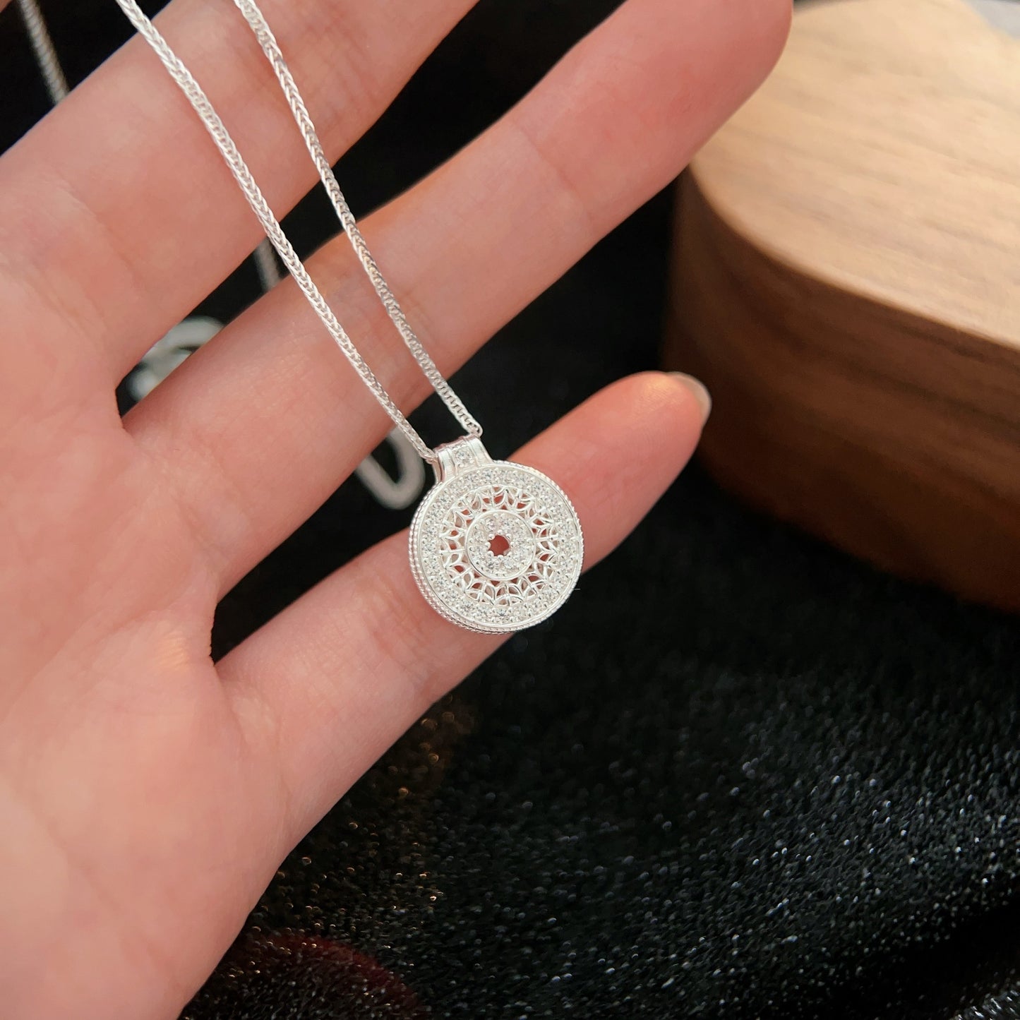 Sterling Silver Geometric Compass Necklace