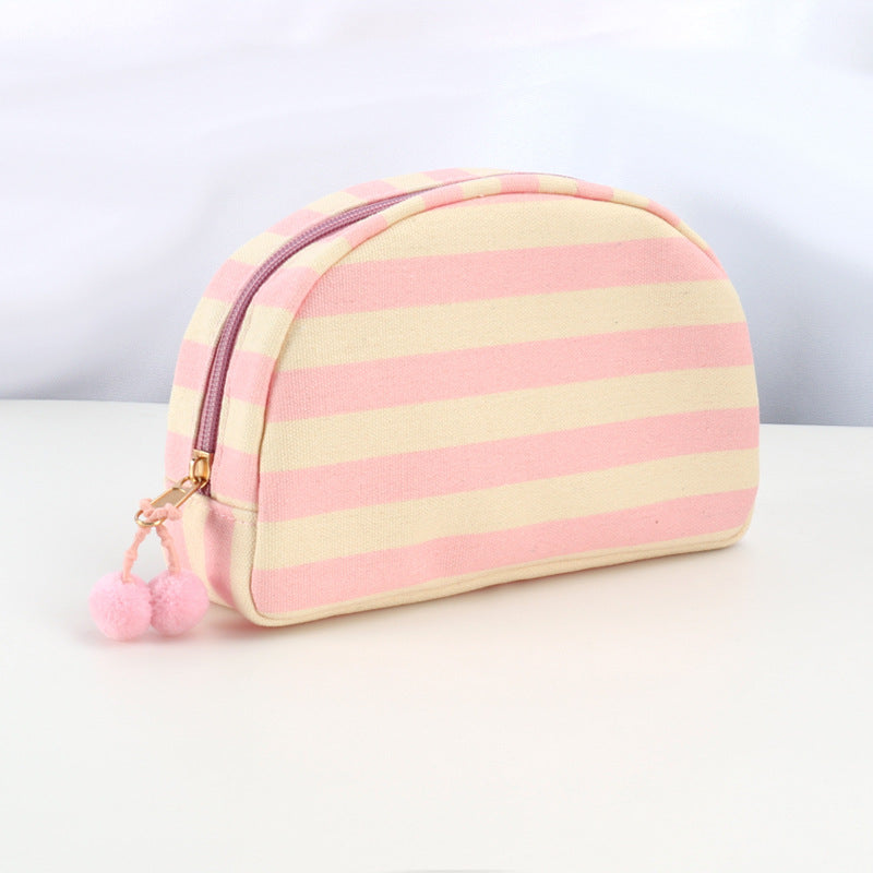 Striped Canvas Makeup Bag