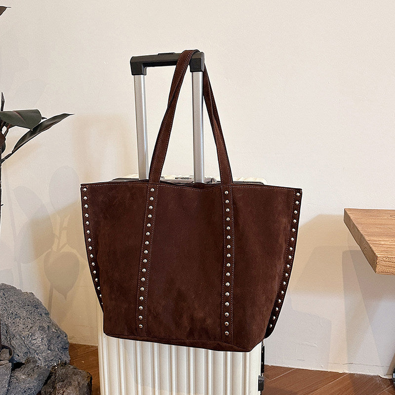 Suede Studded Tote Bag