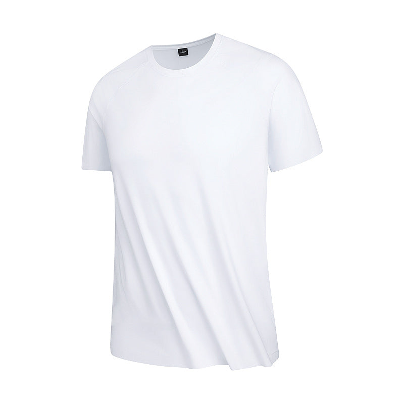 Summer T-Shirt Short-Sleeved Men's Seamless Ice Silk Breathable Quick-Drying Sun Protection Anti-Un Pure Color Youth Sports Round Neck T-Shirt for Men