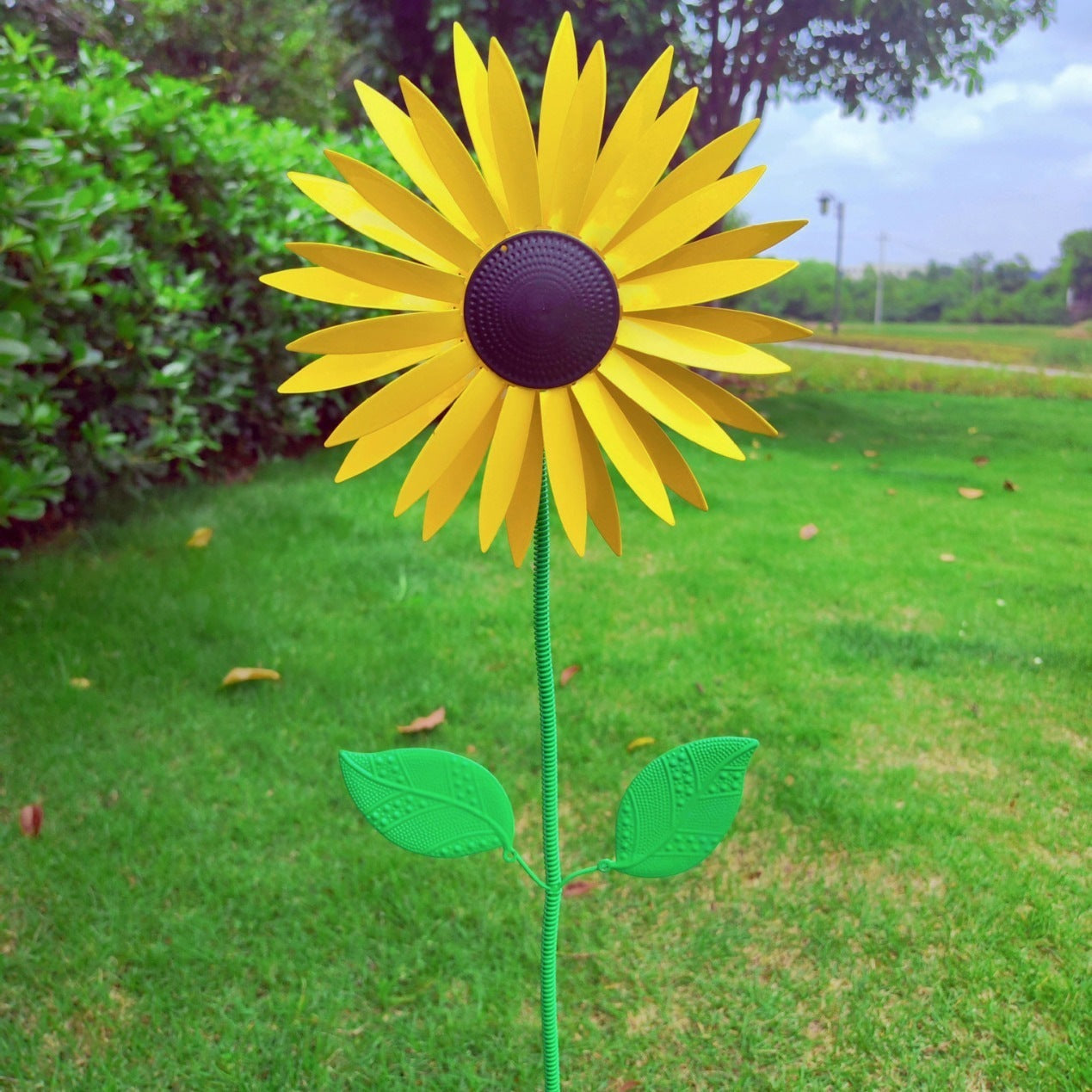 Sunflower Metal Garden Windmill Decor