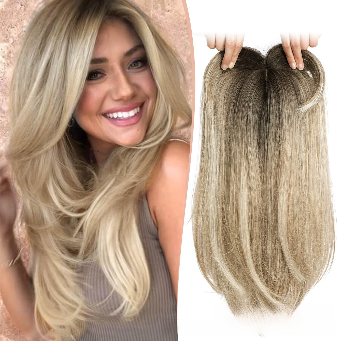 Synthetic Middle Part Hairpiece with Straight Long Hair