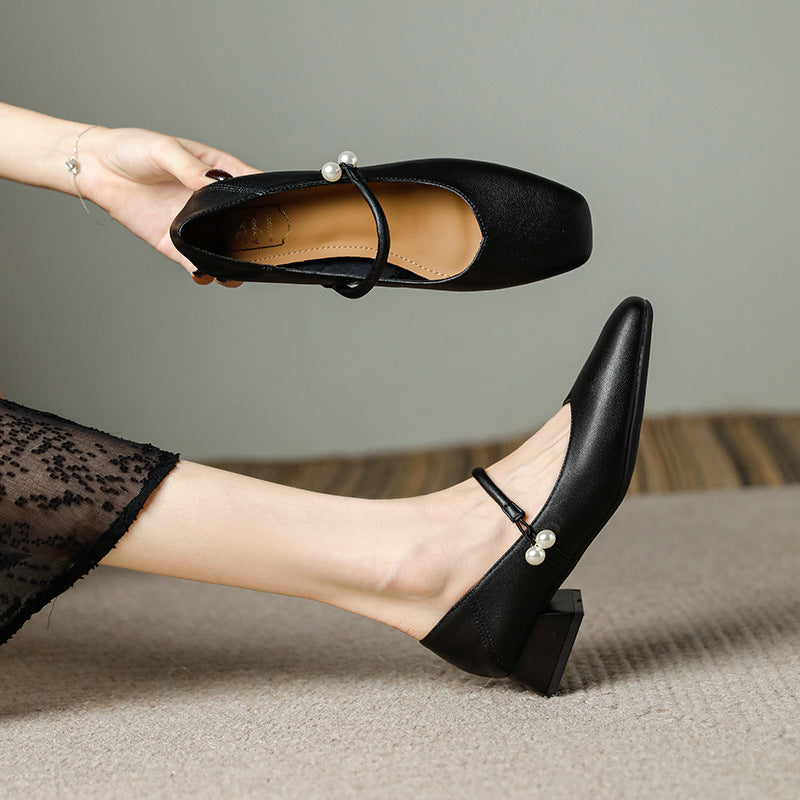 Thick Heel Square Toe Shoes