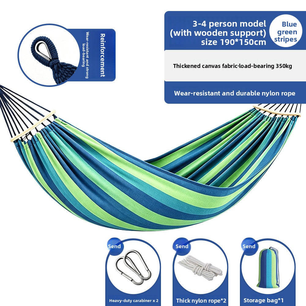 Thickened Nylon Outdoor Hammock Anti-Rollover Striped Swing Bed