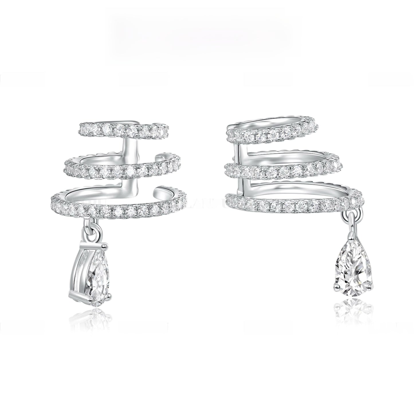 Three-Ring Diamond Drop Ear Cuff