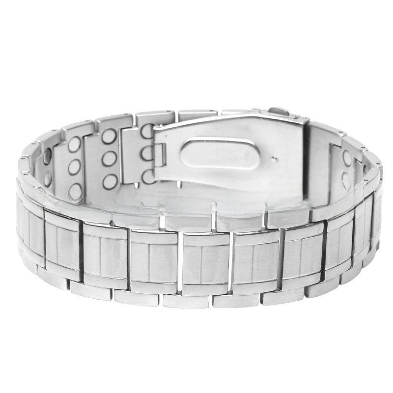 Titanium Steel Magnetic Bracelet with Geometric Design