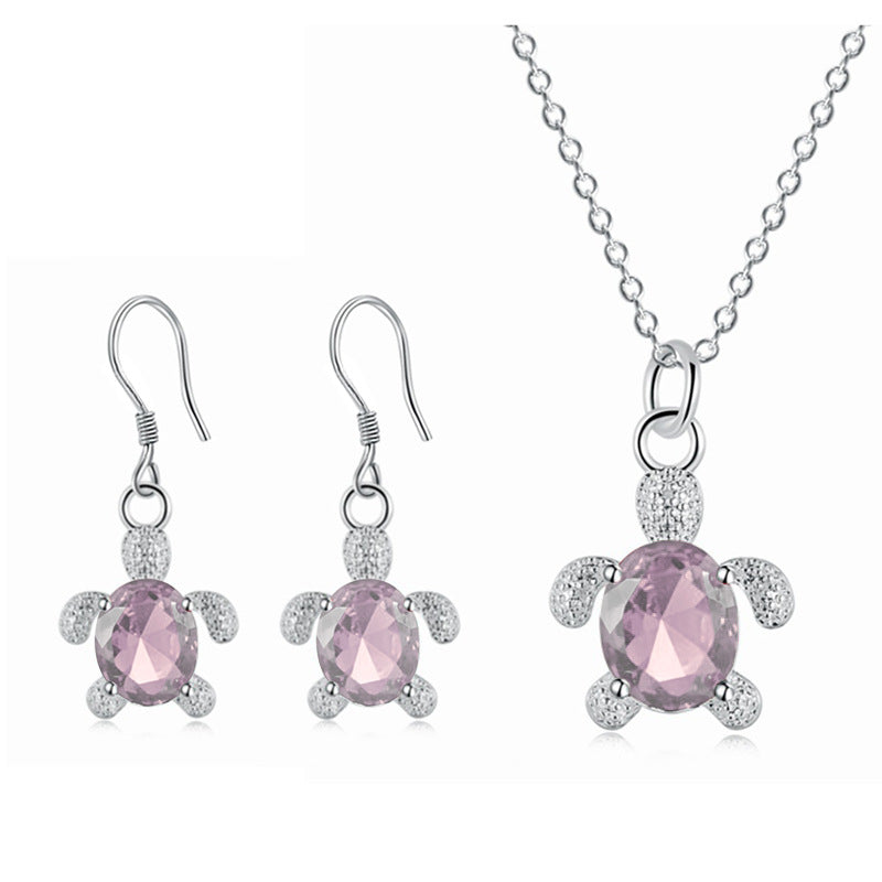 Tortoise Crystal Necklace and Earrings Set