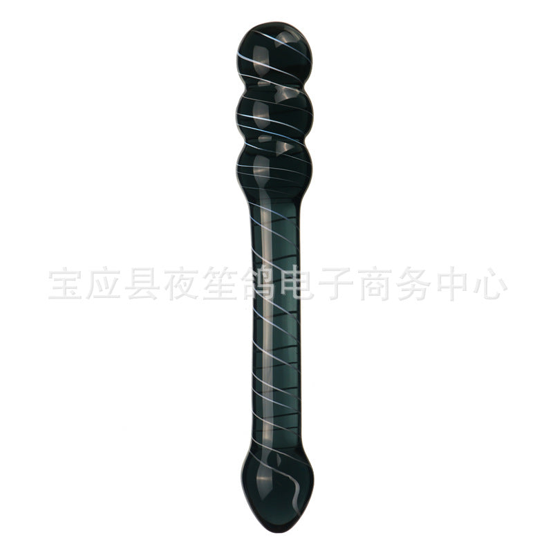 Transparent Black Long Glass Shaped Anal Stopper Anal Expander for Men and Women Posterior Anal Masturbation Sex Fun Beads