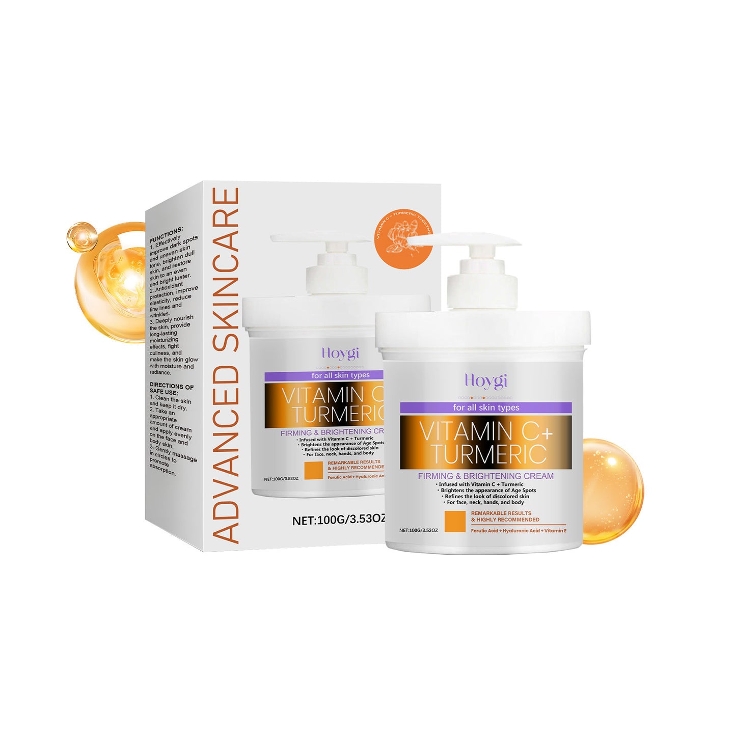 Turmeric Vitamin C Firming Skin Brightening Cream Skin Body Beauty Cream