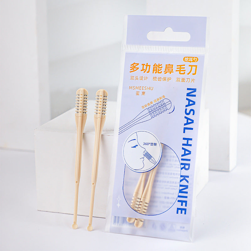 Two-piece set of nasal hair trimmer and shaving scissors